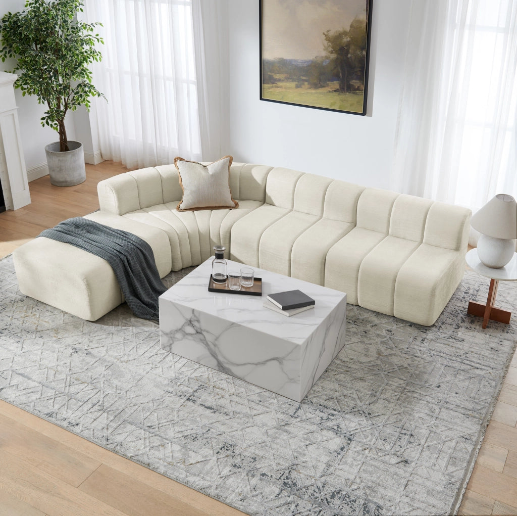 Divano angolare modulare componibile in chenille beige