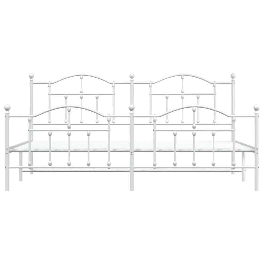 Giroletto con Testiera e Pediera-Struttura Letto Metallo Bianco 193x203 cm 600867