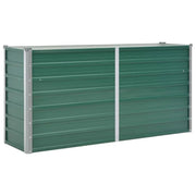 Fioriere | Cassetta per fiori | Letto Rialzato Giardino in Acciaio Zincato 160x40x77 cm Verde