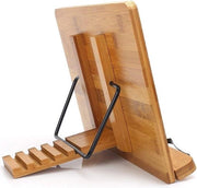 Supporto per Libri in Bambù - Registrazione Ricette con Supporti di Pagina in Metallo - Display per la Cucina - Libri di Ricette per iPad Tavola - 335 x 24 cm