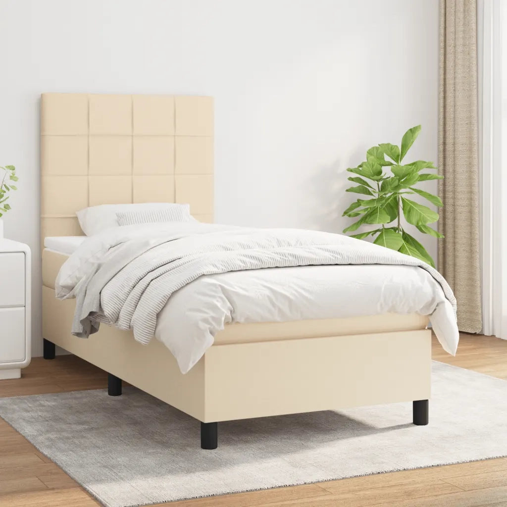 Giroletto a Molle con Materasso-Struttura Letto Crema 80x200 cm inTessuto 709268
