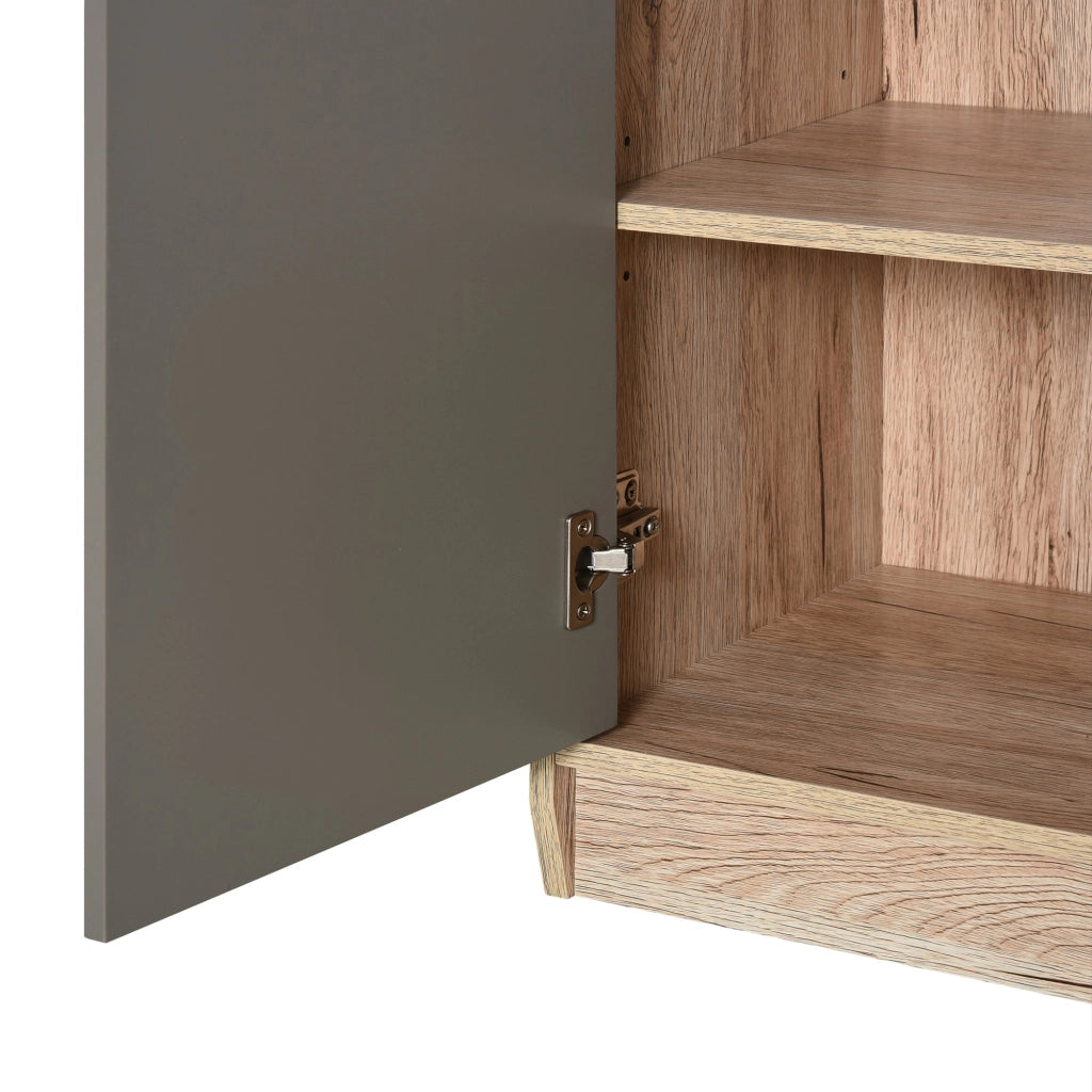 Mobile Sottolavello da Bagno 2 Ante 60x30x60 cm  Grigio e Rovere