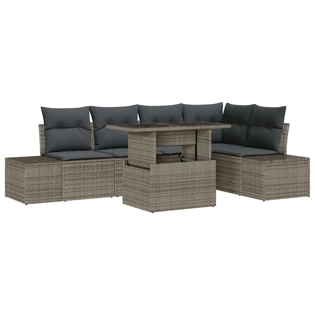 Set Divano da Giardino con cuscino 6 pcs Grigio Poly Rattan 3349185