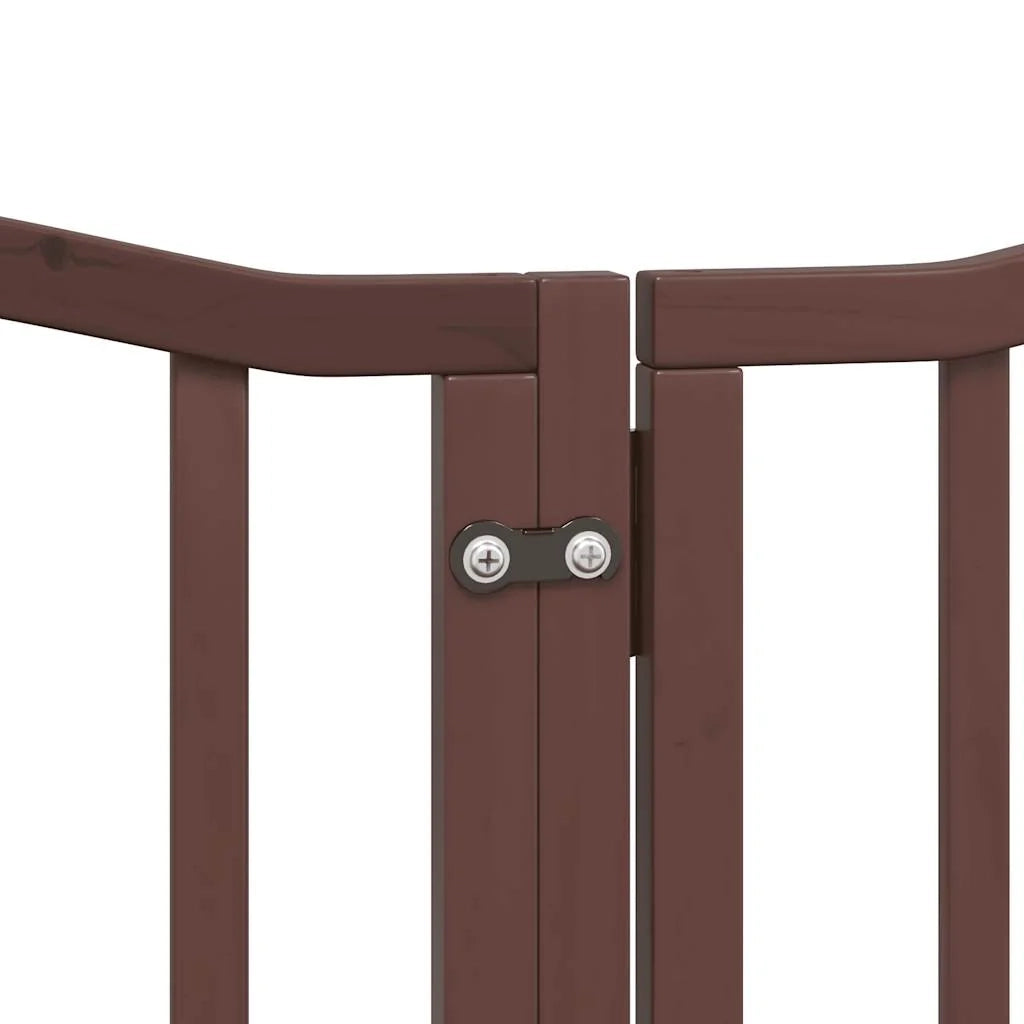Cancelletto di sicurezza per cani con 6 pannelli in legno di pioppo marrone 02_0023319