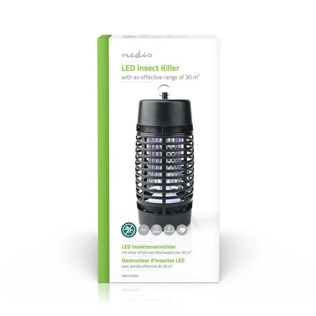 Lampada LED UV-A repellente per insetti 3 W Copertura 30 metri quadrati Nero Nedis