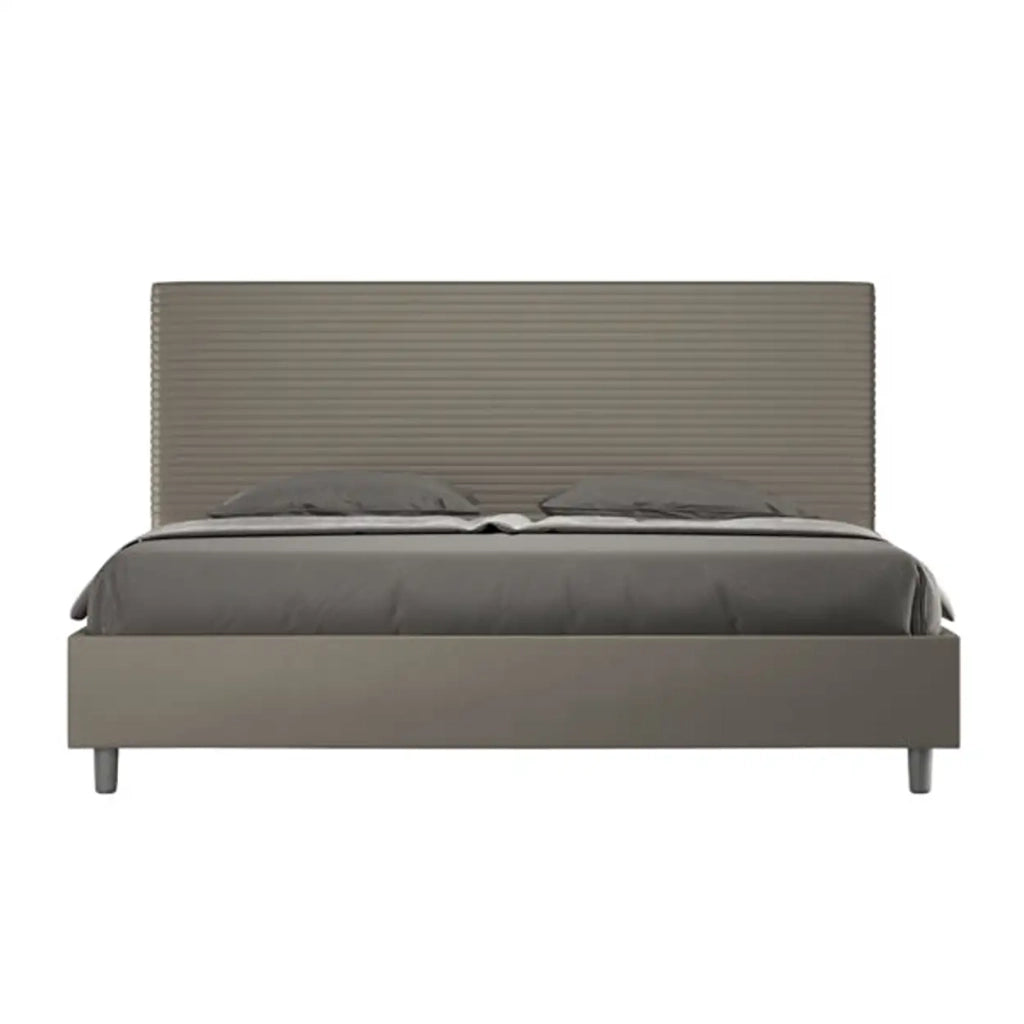 Letto con rete imbottito 180x210 similpelle cappuccino Focus