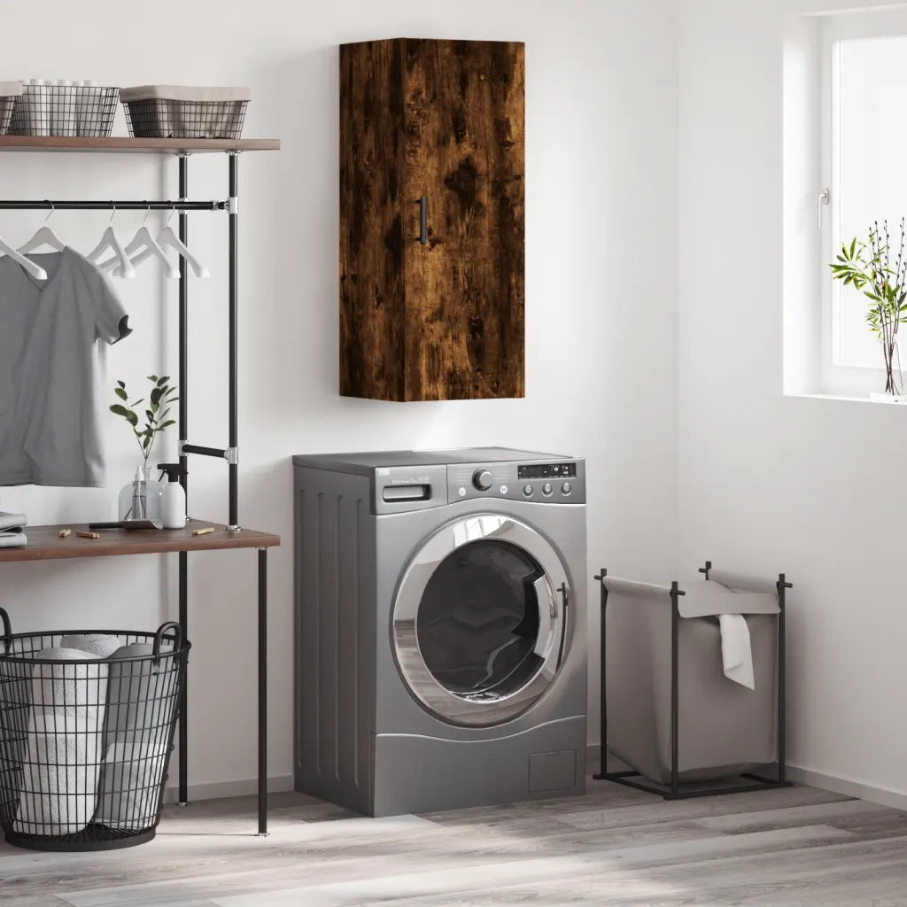 Armadietto a Muro | Mobile a Parete Rovere Fumo 34,5x34x90 cm