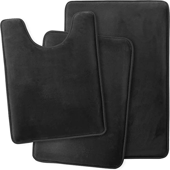 Set di tappeti per bagno, 3 pezzi, microfibra antiscivolo, assorbente acqua, tappeto bagno, tenda doccia, 2 tappeti bagno, 1 tappeto bagno per il water, smudge