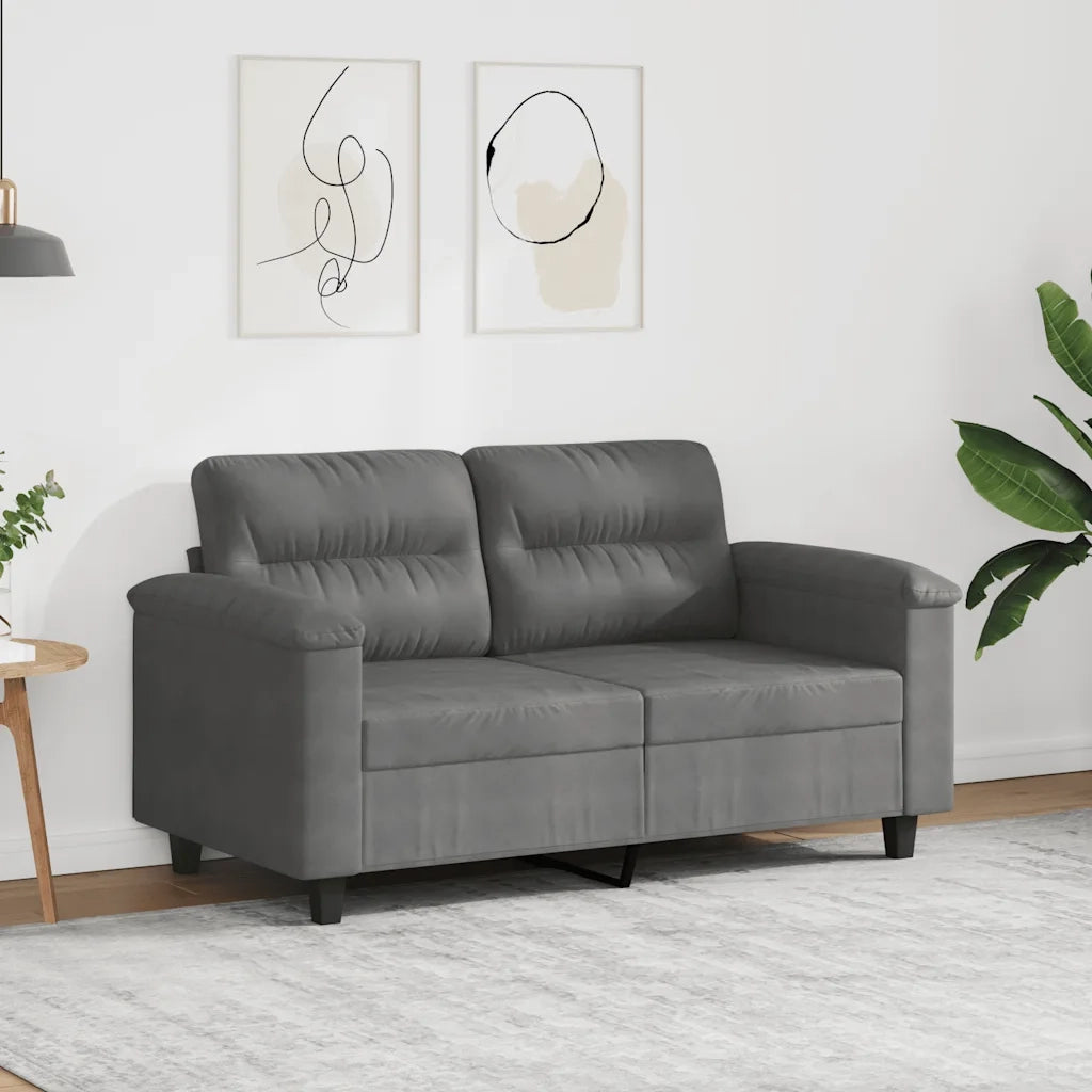 Divano a 2 Posti Grigio Scuro 120 cm in Tessuto Microfibra