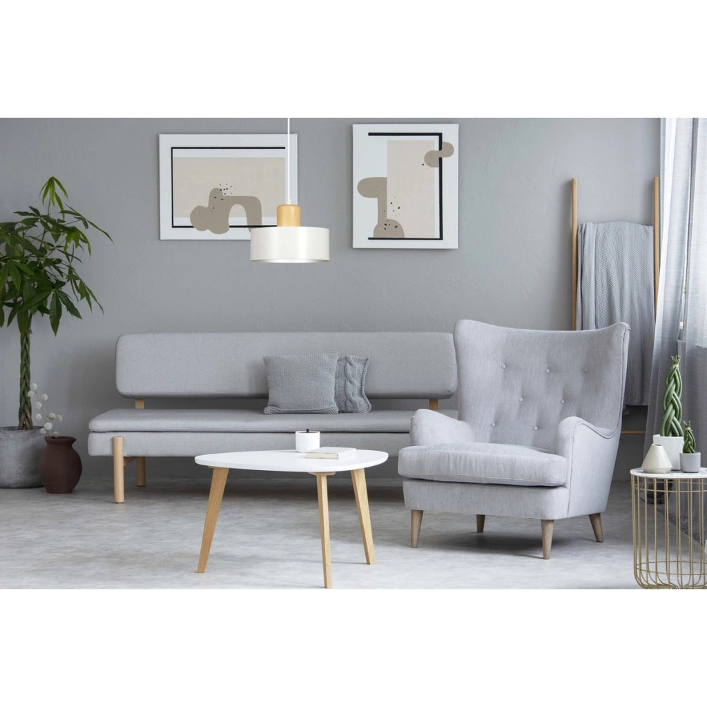 Lampada a sospensione TORIN in acciaio bianco e legno