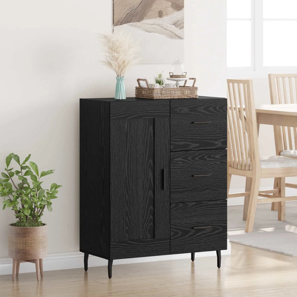 Credenza con cassetto Rovere Nero 69,5 x 34 x 90 cm