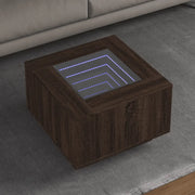 Tavolino Salotto con LED-Tavolino da soggiorno-Tavolo Rovere Marrone 60x60x40 cm Multistrato