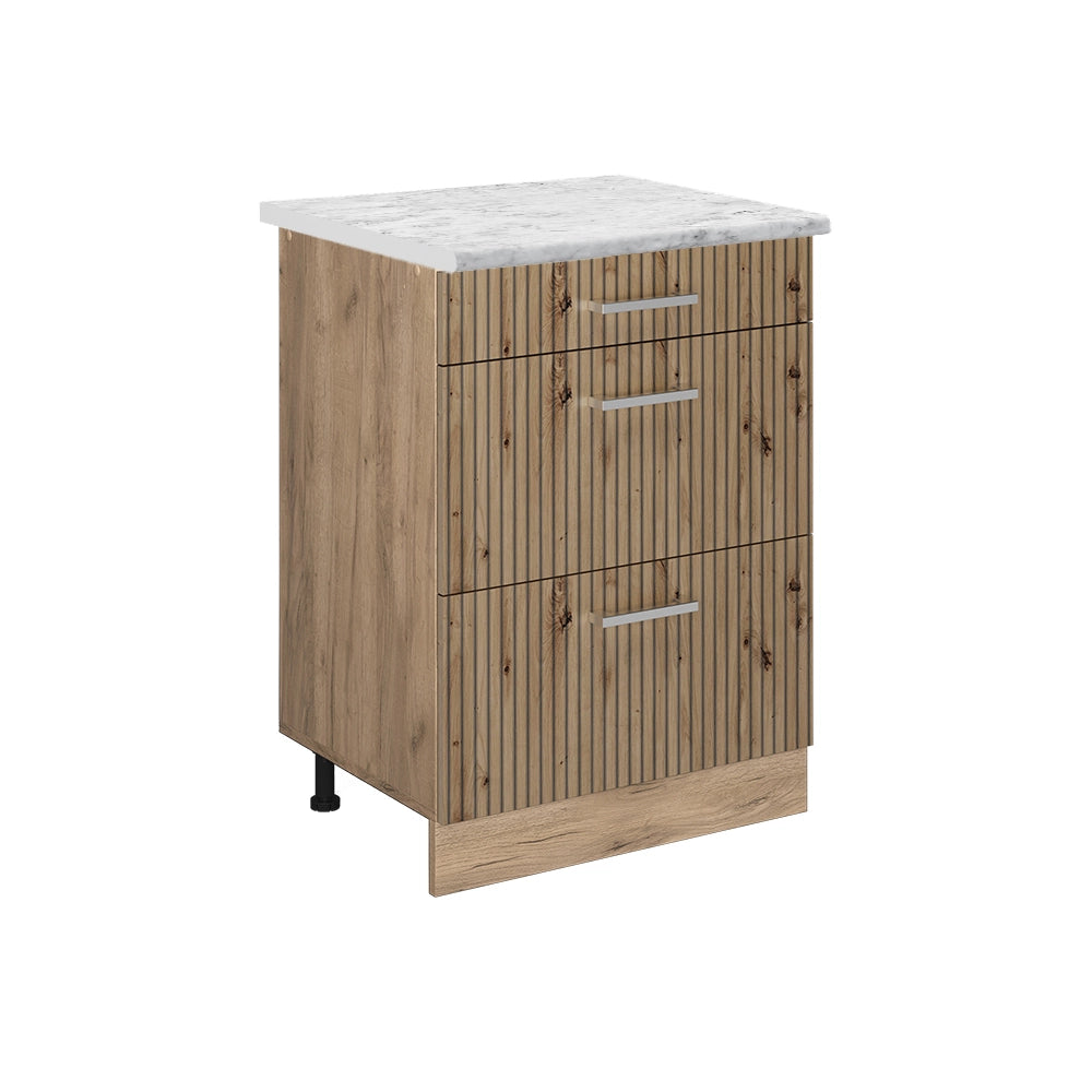 Vicco Mobiletto base per cucina Rovere artigianale 60 cm PL Marmo