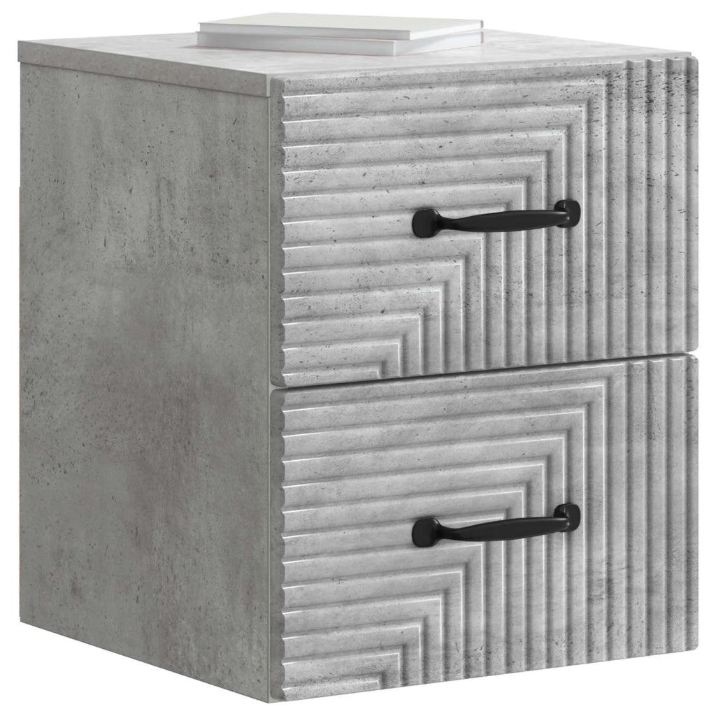 Mobiletto da notte a muro con cassetto 2 pcs Grigio Cemento