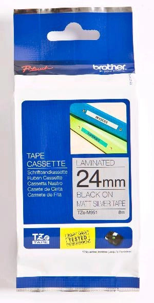 Brother tze-m951 nastro per etichettatrice nero su argento - TZEM951