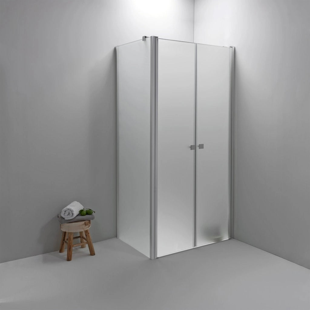 Box Doccia Angolare 70x90 Cm Apertura Saloon con Lato Fisso Opaco