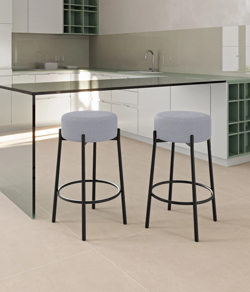 Set 2 Sgabelli Syd 41x41x67 cm in Tessuto Grigio Chiaro