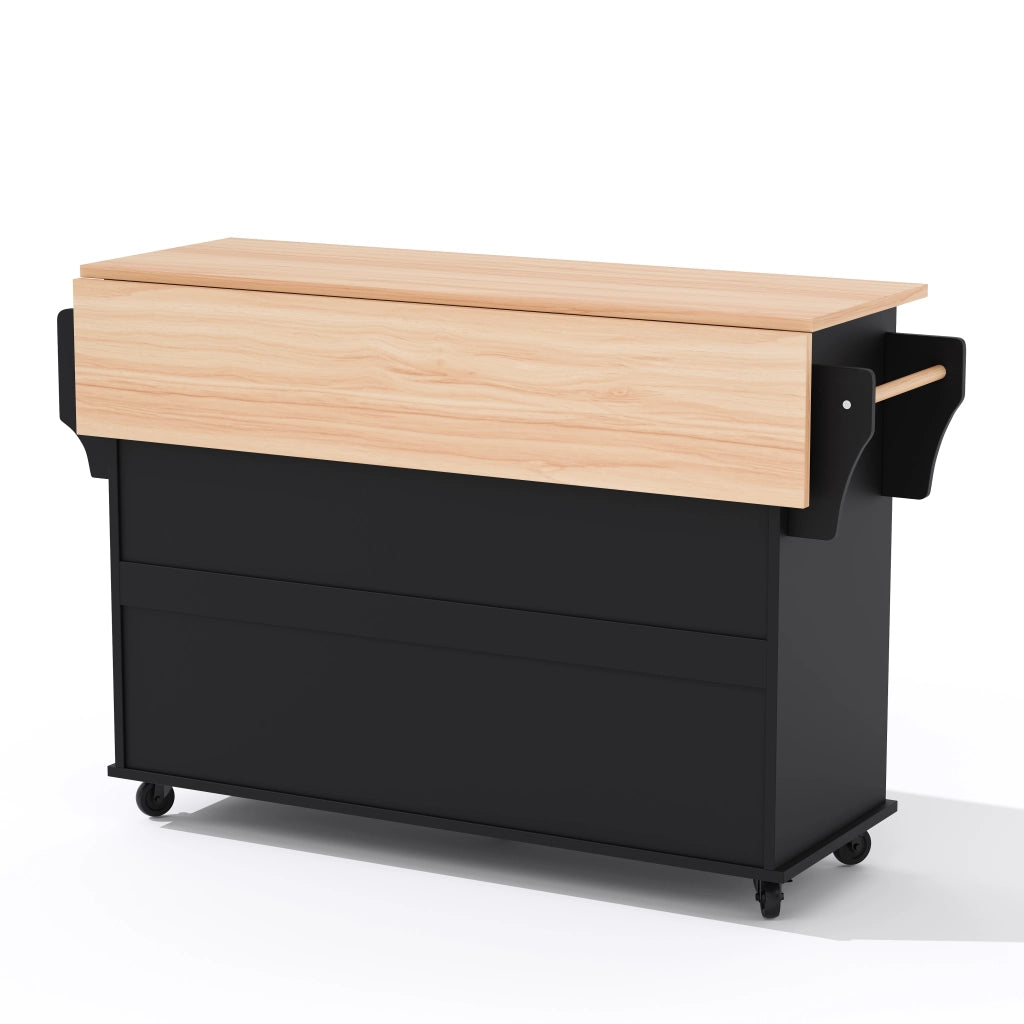 Carrello da Cucina Nero 136x70x92 cm con Piano Ribaltabile; Ripiani Regolabili e Portasciugamani
