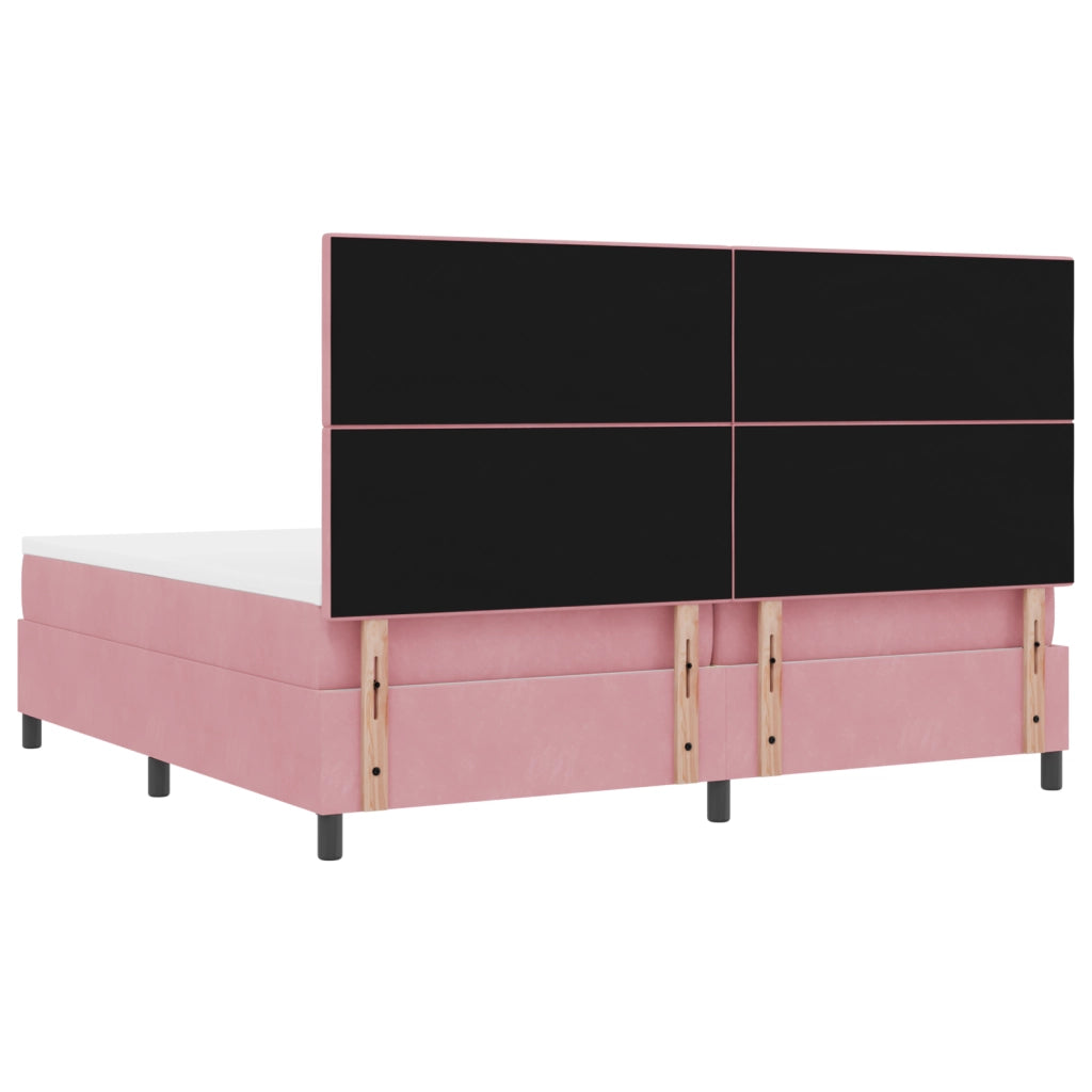 Letto Box Spring  con Materasso e LED Rosa 200x200 cm Velluto