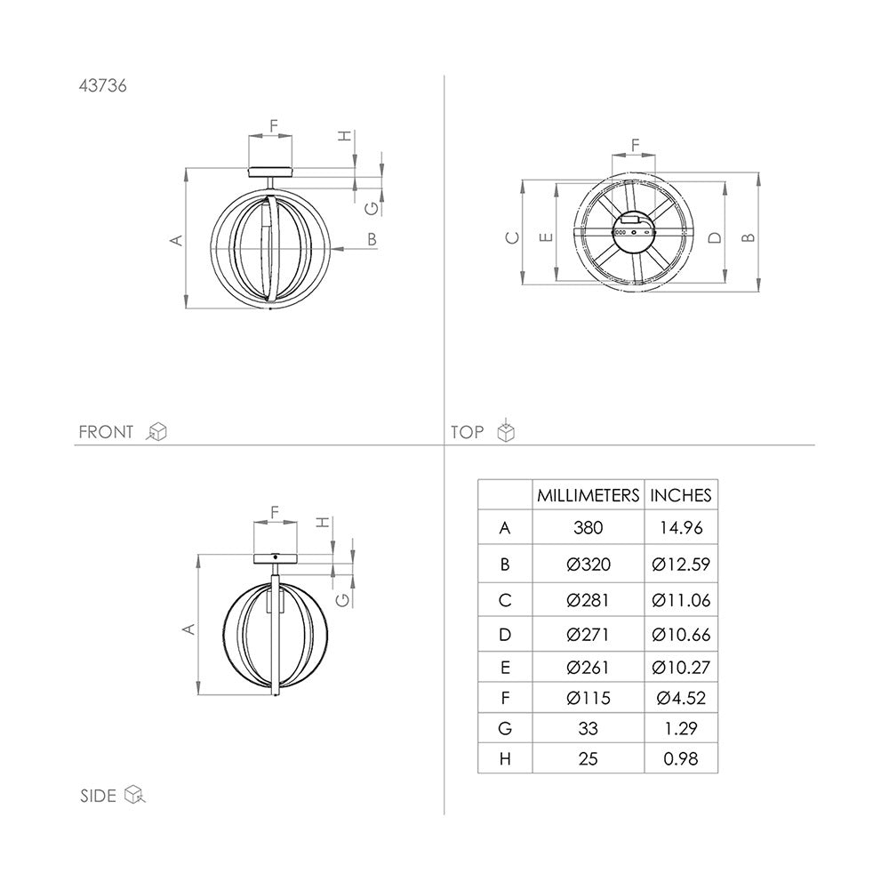Plafoniera Industrial Basildon 1 Luce Metallo Nero E Marrone