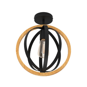 Plafoniera Industrial Basildon 1 Luce Metallo Nero E Marrone