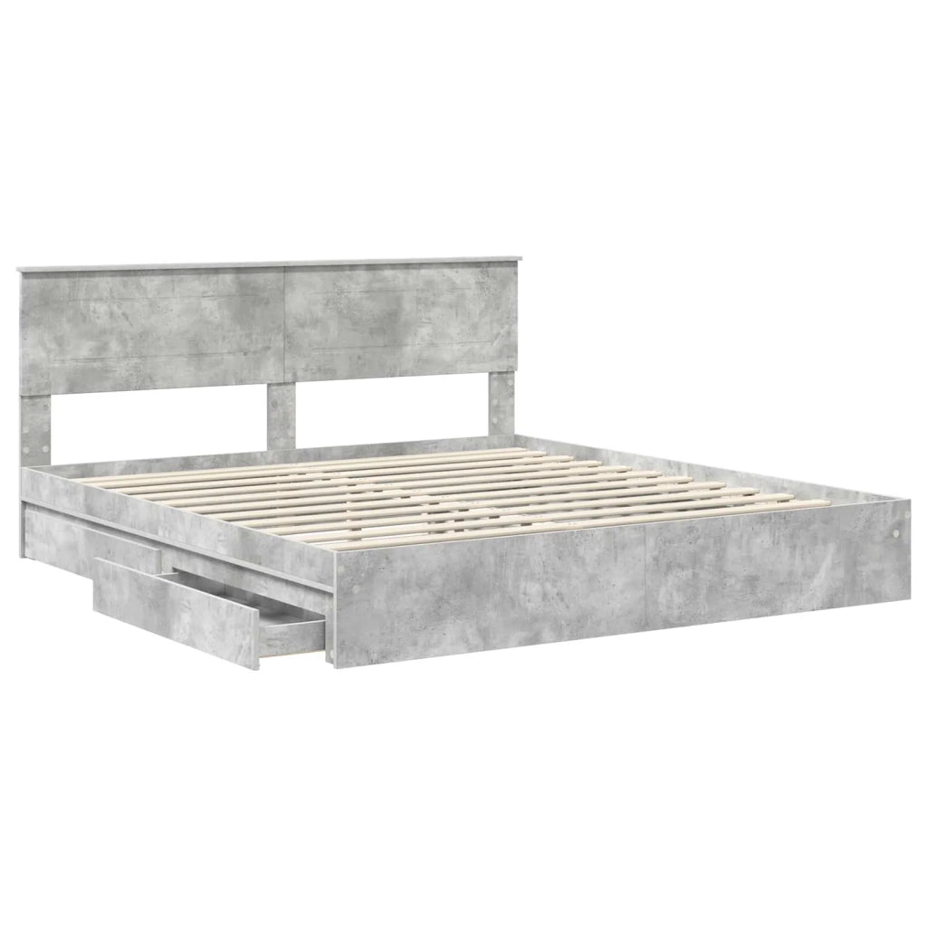 Letto con Contenitore con testiera Grigio cemento 200 x 200 cm