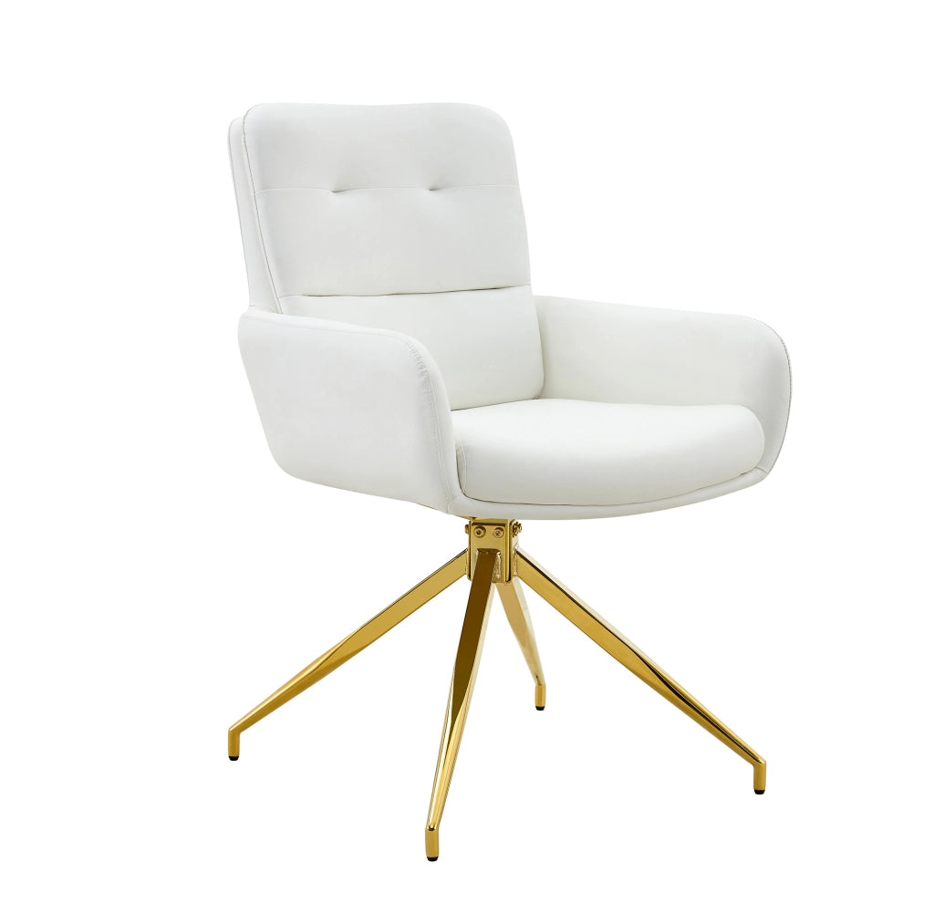 Set tavolo rotondo in vetro e 2 sedie girevoli bianco oro