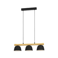 Lampadario Moderno Sherburn 3 Luci Metallo Nero E Marrone