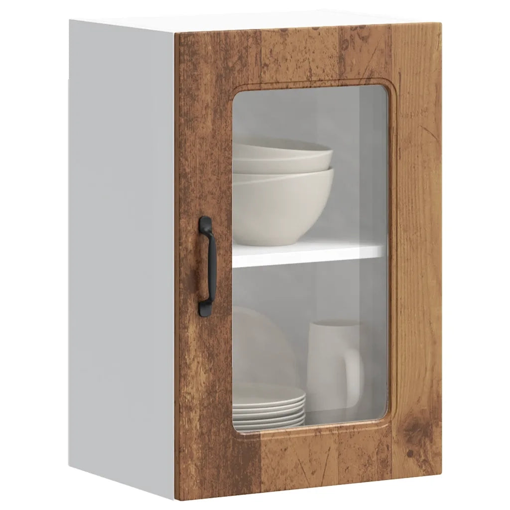 Pensile da Cucina con Porta in Vetro Kalmar Legno Vecchio