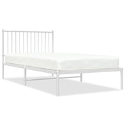 Letto singolo | Letto per adulti | Giroletto con Testiera Metallo Bianco 100x200 cm