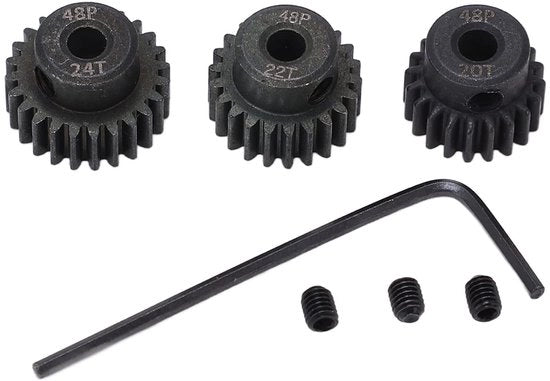 Set di ingranaggi per motore 48P - 20T/22T/24T - Installazione semplice - Resistente all'ossidazione - Adatto per 1/10 modelli RC - Materiale di alta qualità - Ingranaggi