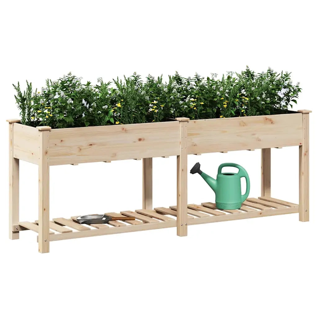 Fioriere | Cassetta per fiori | Vaso da giardino con lo scaffale Beige 203 x 53 x 76,5 cm