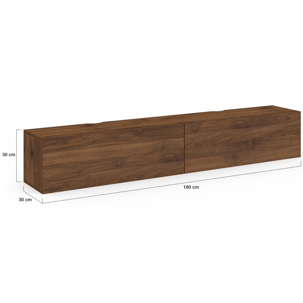 IDMarket - Mobile TV sospeso ELIO 180 cm con 2 ante in legno effetto noce