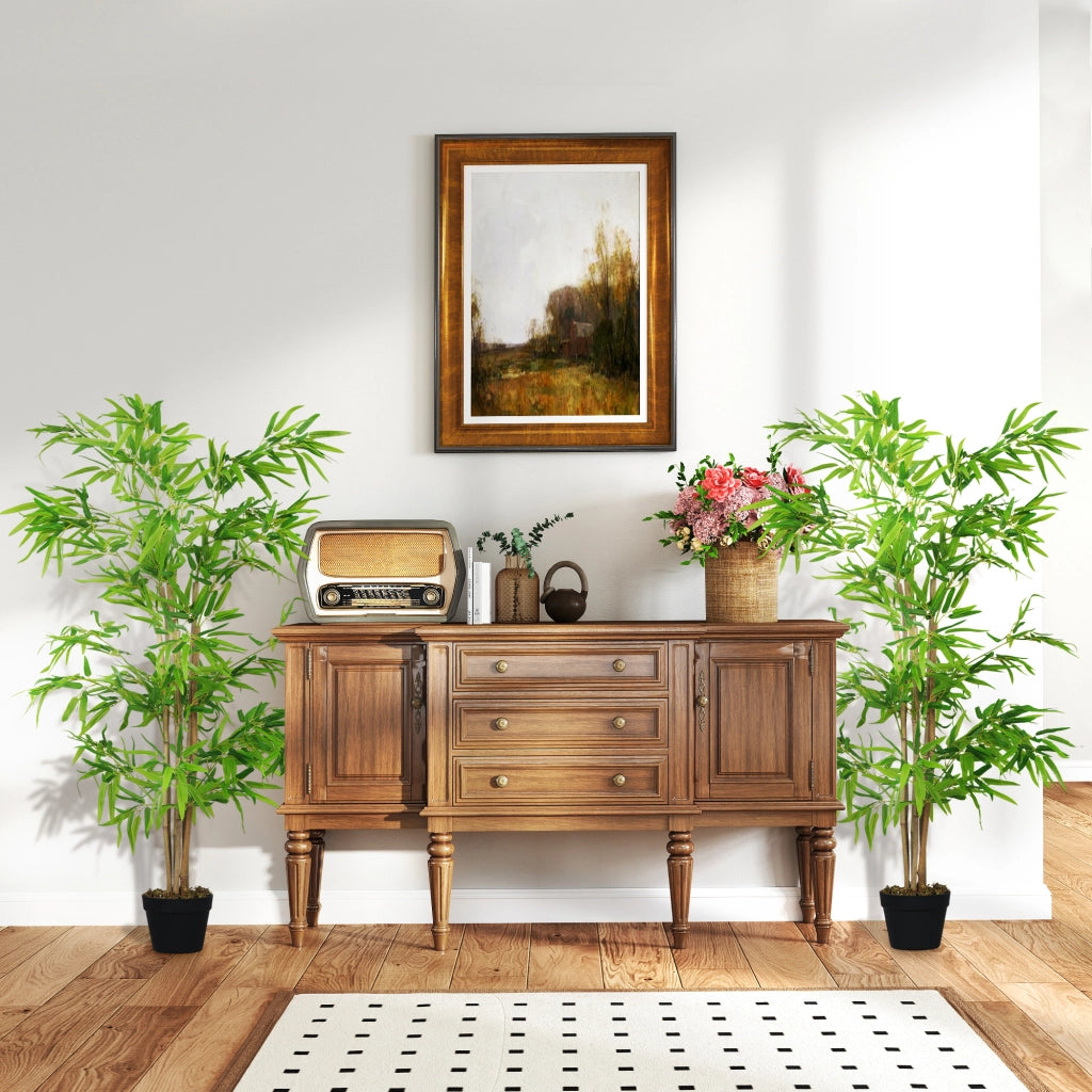 Piante di Bamb¨´ Artificiali Set 2 Pezzi ¨C Xylo ¨C Altezza 150cm Foglie Realistiche Vaso Incluso Nero Verde