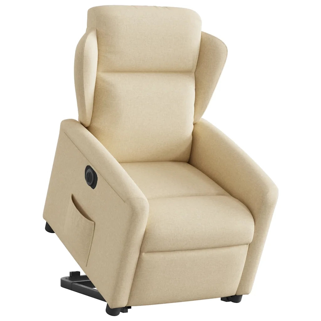 Poltrona Alzapersona Reclinabile Elettrica Crema in Tessuto 3303162