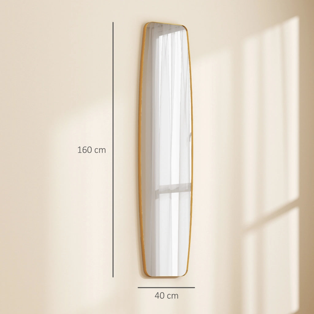 Specchio da Parete con Cornice in Metallo ¨C zephmum ¨C Oro 160x40x3 cm