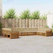 Set divani 7 pcs Naturale e Beige Legno di Acacia Massello