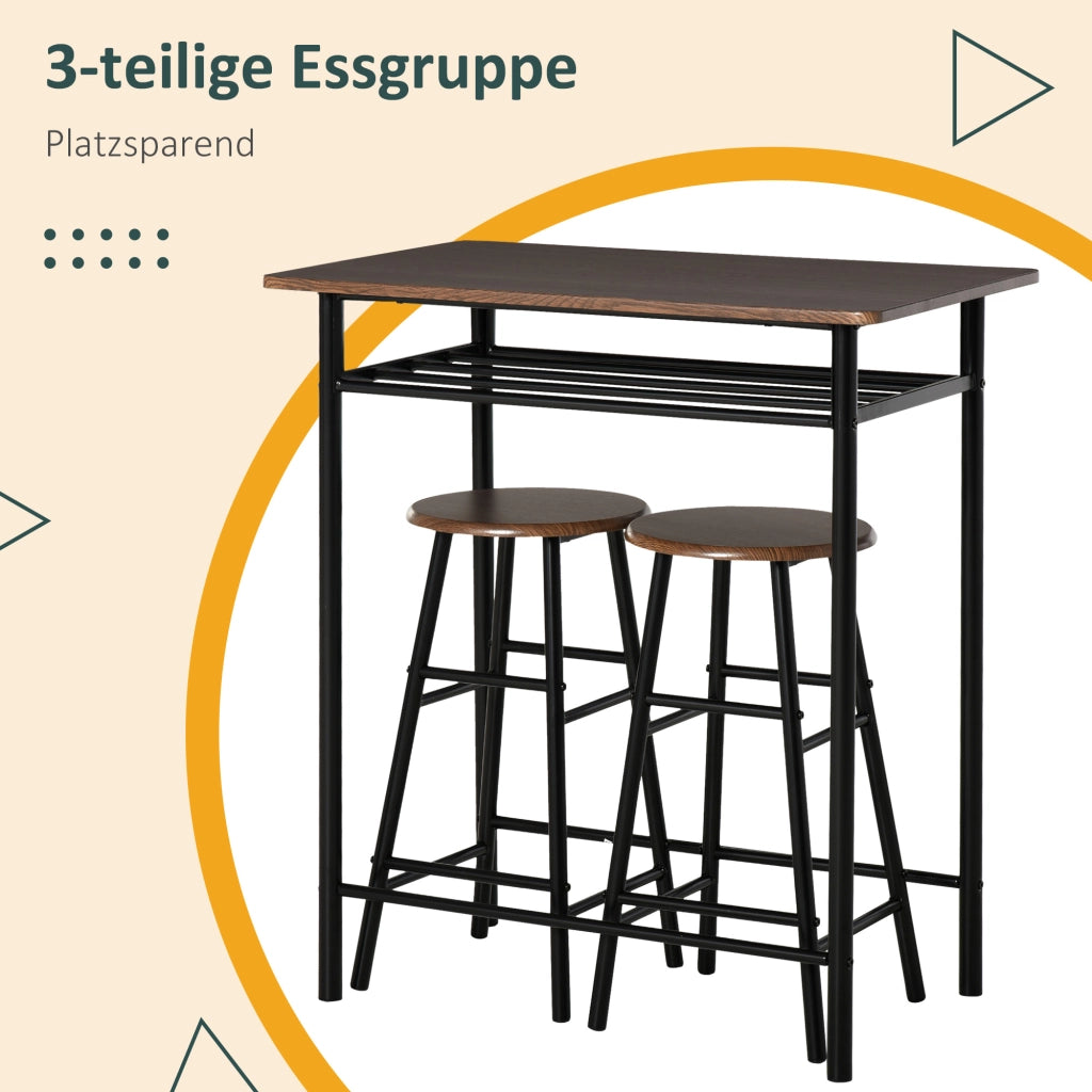 TAVOLO BAR Set da 3 pezzi 80 x 50 x 90 cm MDF Nero