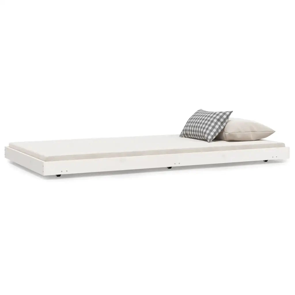Giroletto senza Materasso-Struttura Letto Bianco 100x200 cm Legno Massello Pino 497197