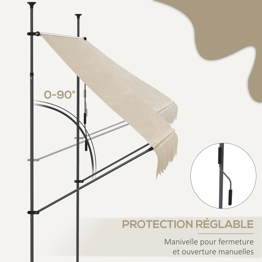 Tenda da sole retrattile manuale 2.5x1.2m ¨C zephmum ¨C metallo sabbia
