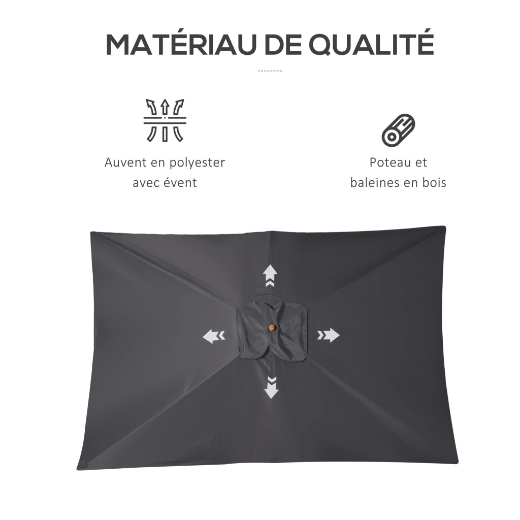 Parasol Rettangolare ¨C zephmum ¨C Grigio 300x200x250 cm