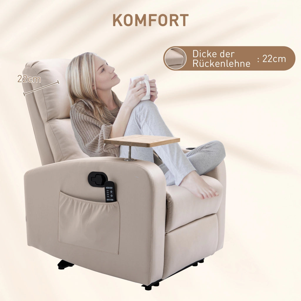 Poltrona relax reclinabile massaggiante con poggiapiedi ¨C Xylo ¨C tessuto beige 77x93x105 cm