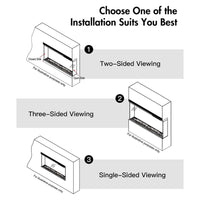 Camino Elettrico Da Parete A Incasso 3 Lati 127x20x44 cm Boston Nero