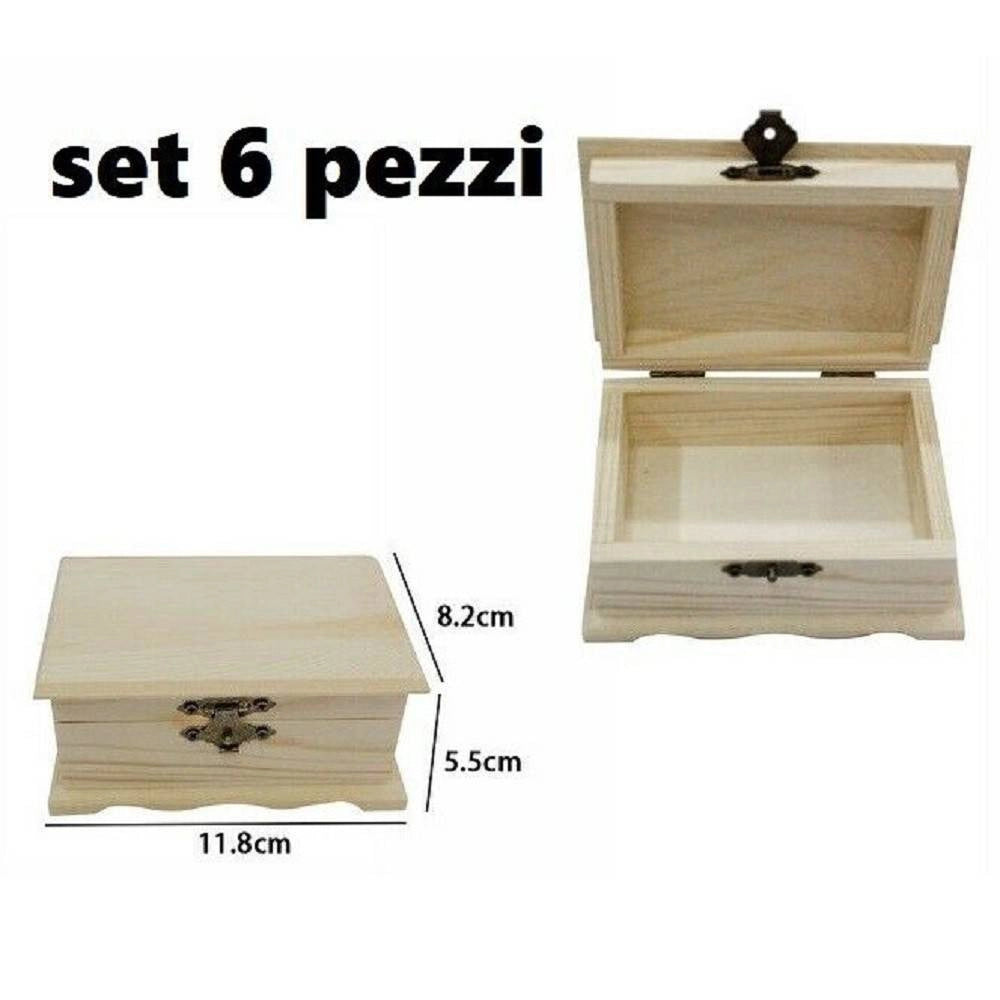 Trade Shop - Set 6 Scatole Box Astuccio In Legno Decoupage Portagioie Cofanetto 53376a -