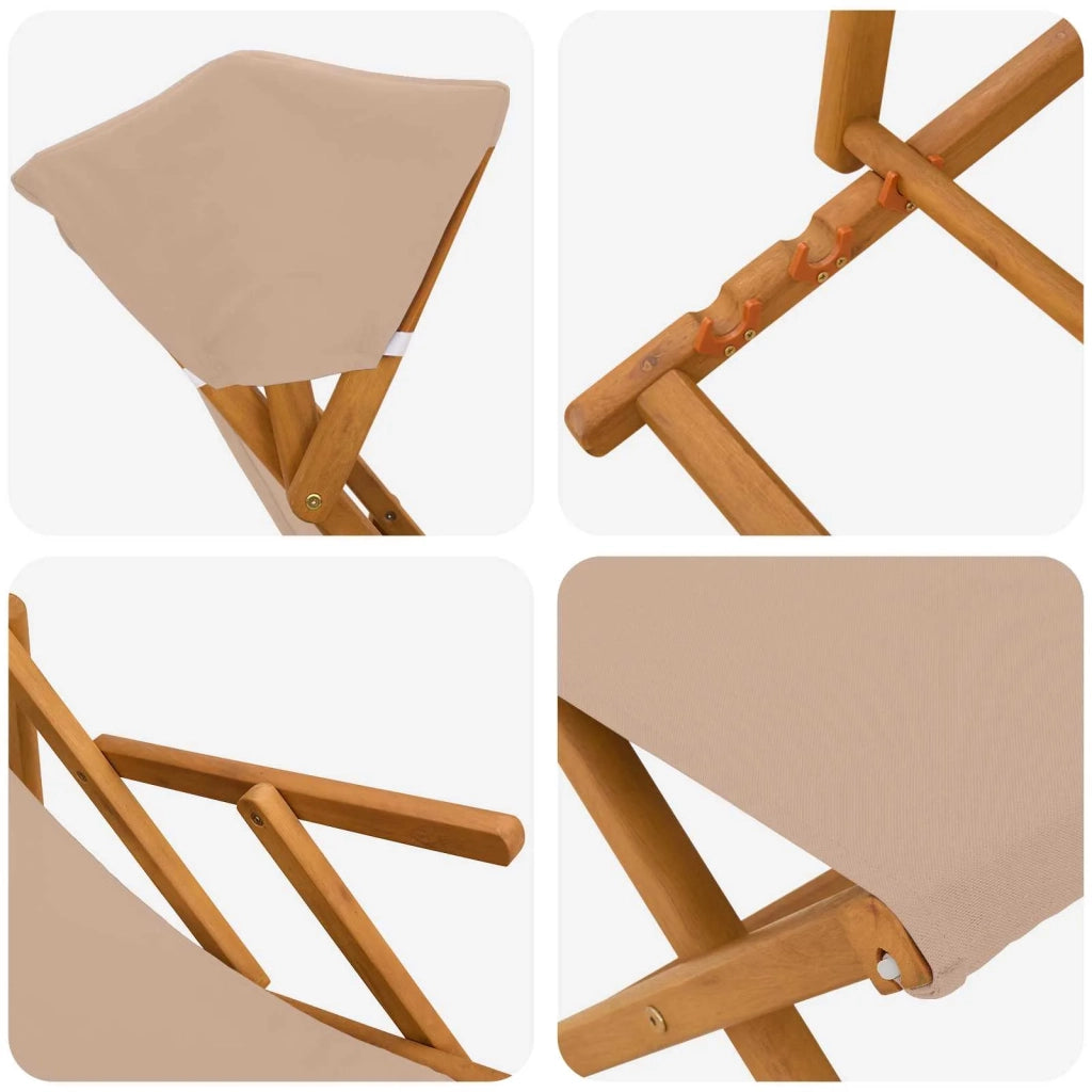 Lettino 4 pz 3 Posizione Legno di Eucalipto Massello Tortora 3407804