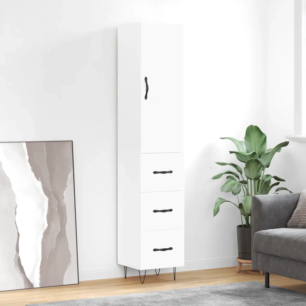 Credenza | Madia | Buffet da pranzo | Armadio da pranzo Bianca 34,5x34x180 cm in Legno Multistrato