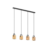 Lampadario Industrial Ayles 4 Luci Acciaio Nero