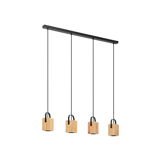 Lampadario Industrial Ayles 4 Luci Acciaio Nero