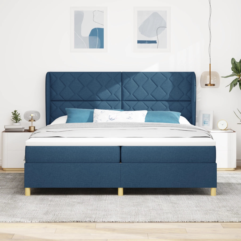 Letto a Box Spring  con Materasso - Blu, 200x200 cm, Tessuto