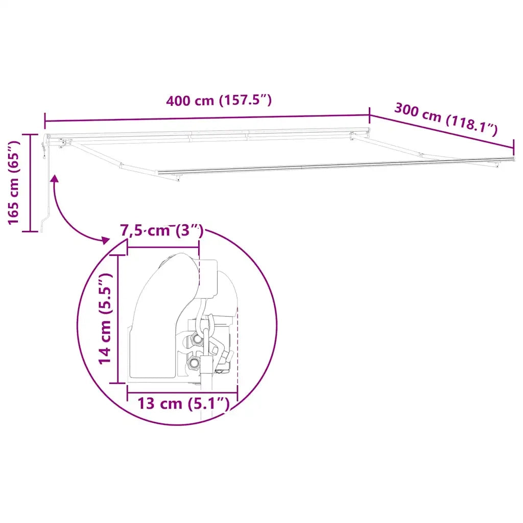 Tenda da Sole Bianco 4 × 3 m Metallo 143037